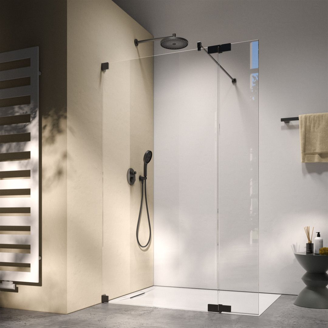 FOR Bathment 4 Duschabtrennung Walk-In Festfeld schwarz