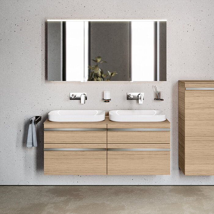 FOR MyStyle Waschtischanlage Hochschrank Eiche natur
