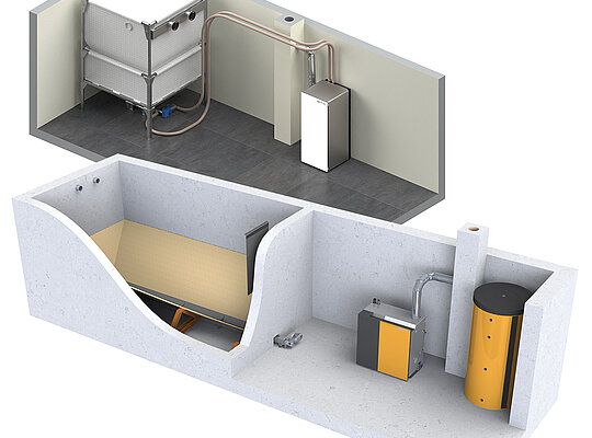 Schema: Heizen mit Pellets