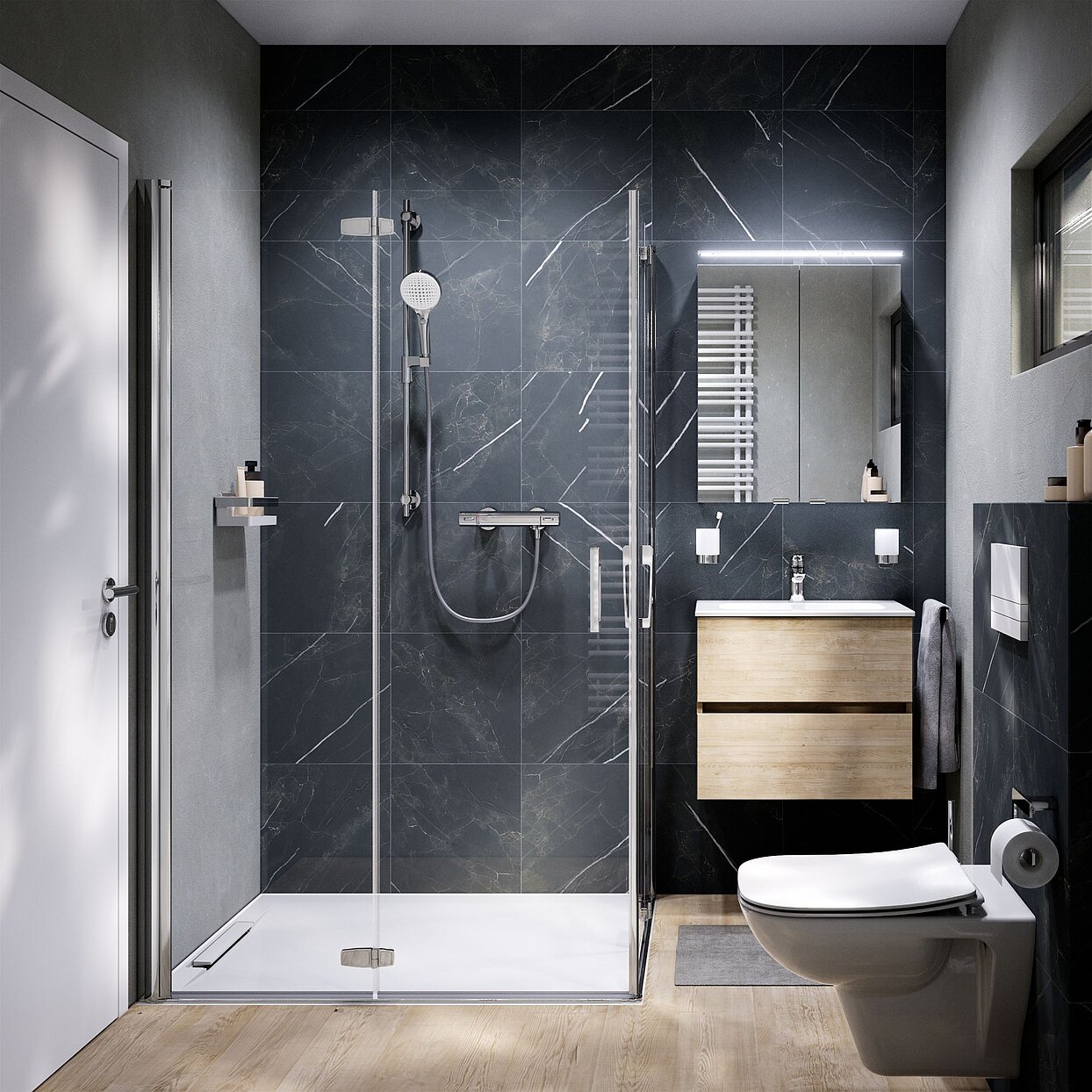 Kleines Bad mit Dusche, 4 qm, 200x200, Europa