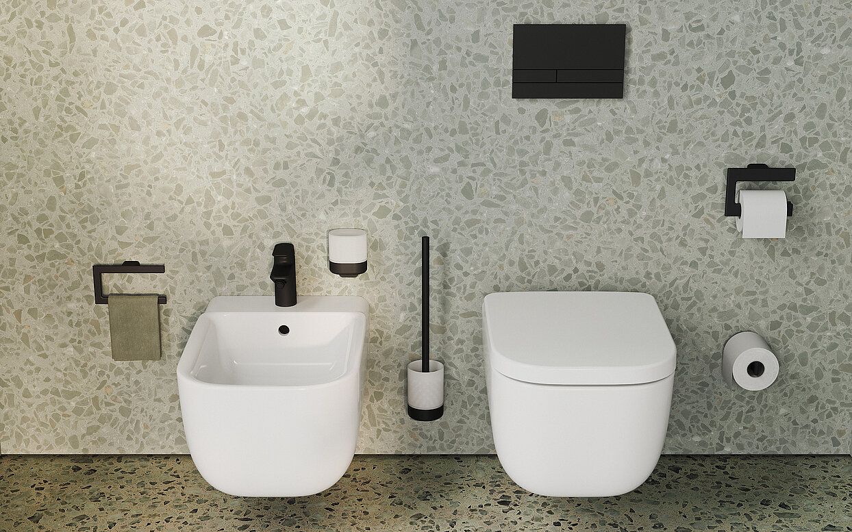 moderne Gestaltung WC Bereich mit Bidet Leano FOR Badwelt 