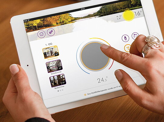 Heizungsregelung auf Tablet