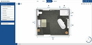 Planung im R+F Badplaner, 2D-Ansicht