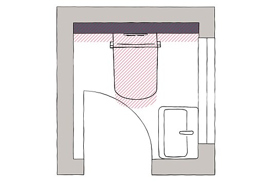 Grundriss TECE Vorwandsystem Octa II kleines Bad