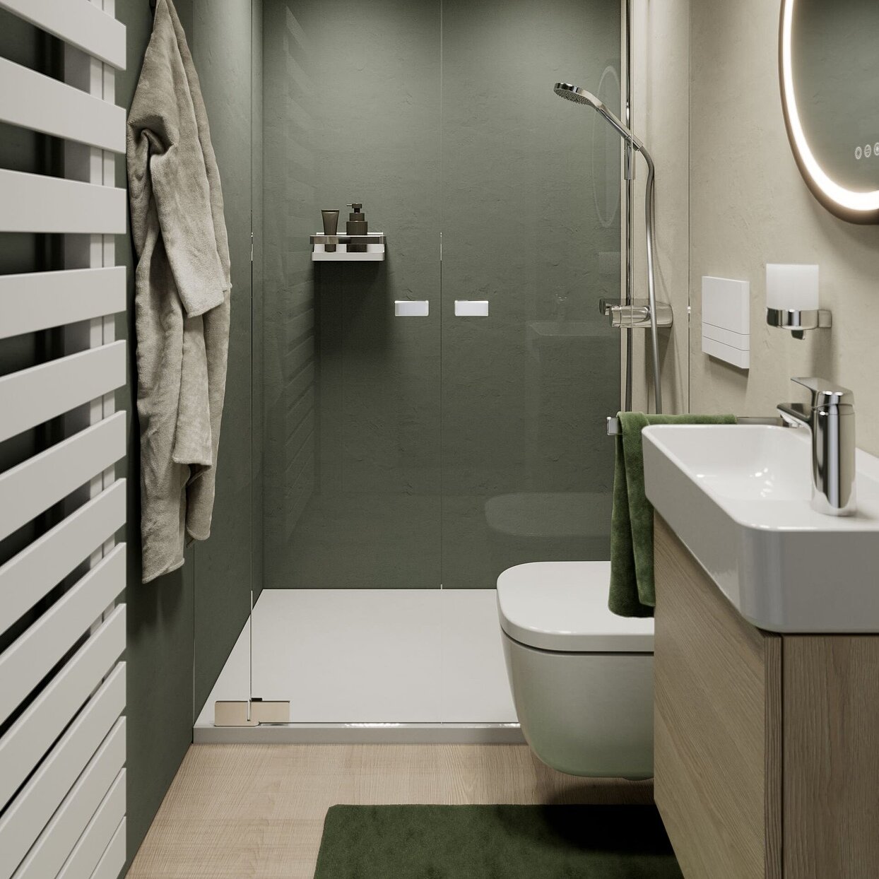 Kleines Bad mit Dusche, 2 qm, 200x120, FOR Leano