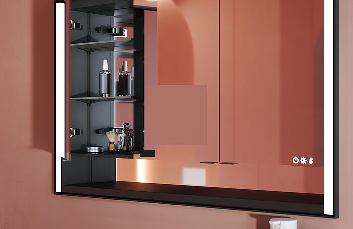 LED Lichtspiegel Bad mit Schrank FOR Badwelt