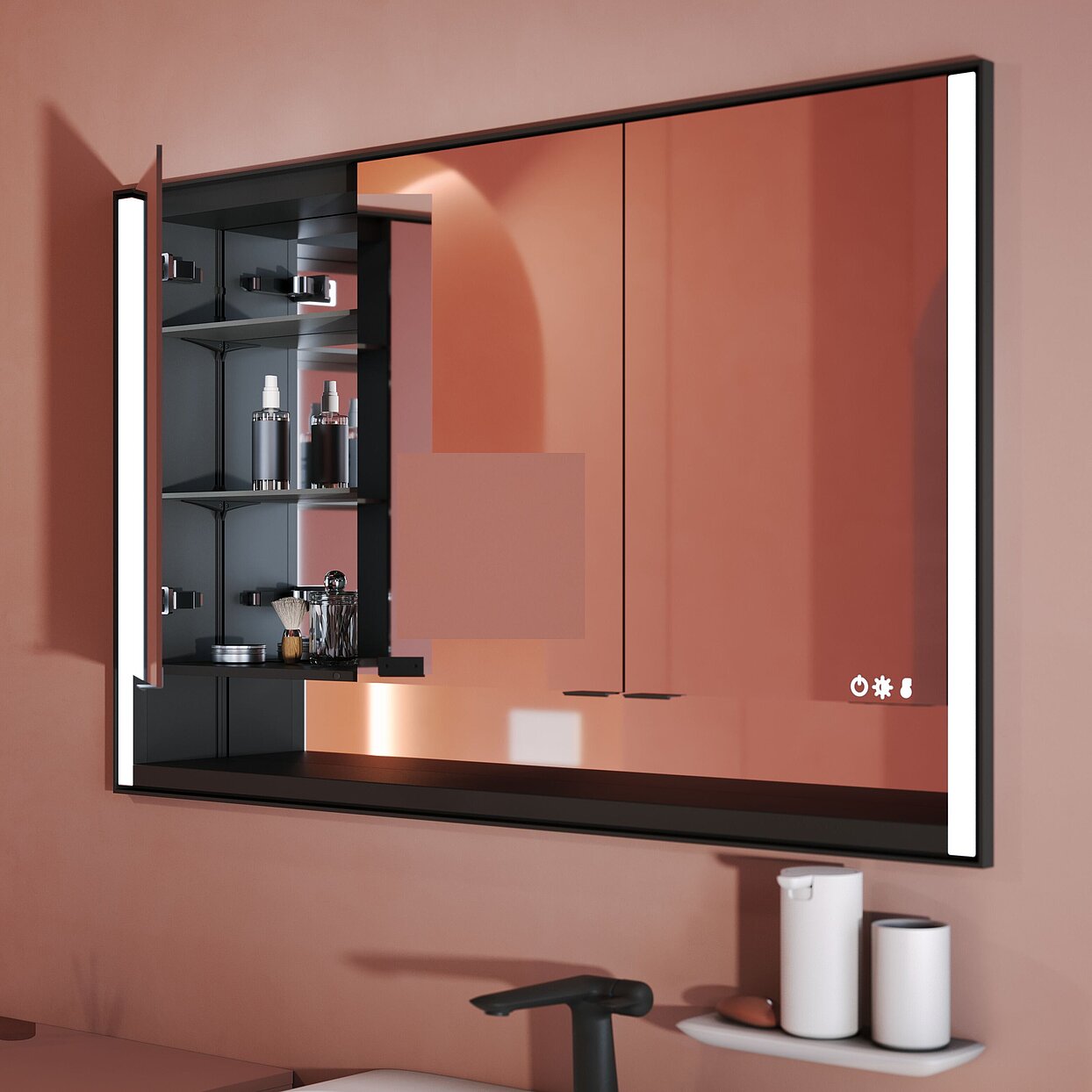 © FOR LED Lichtspiegel Bad mit Schrank FOR Badwelt