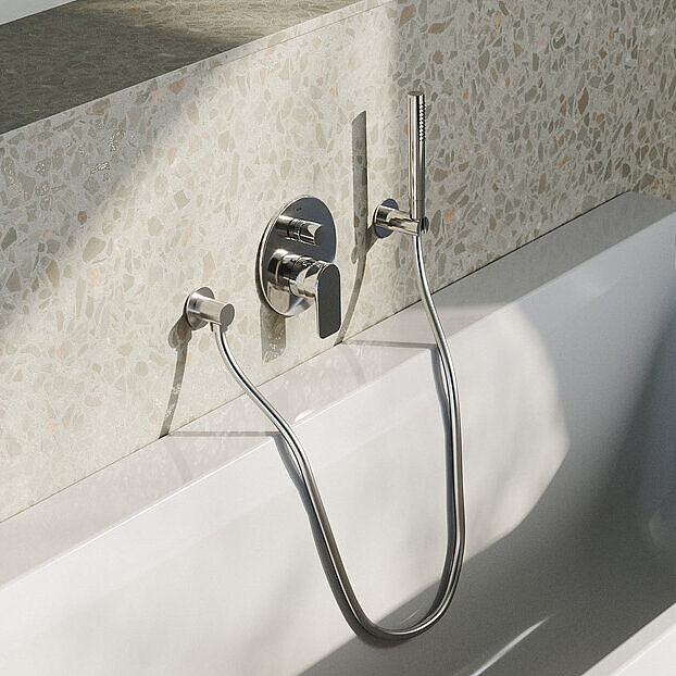 © FOR eckige Badewanne modern Monoblock halbfreistehend Leano FOR Badwelt