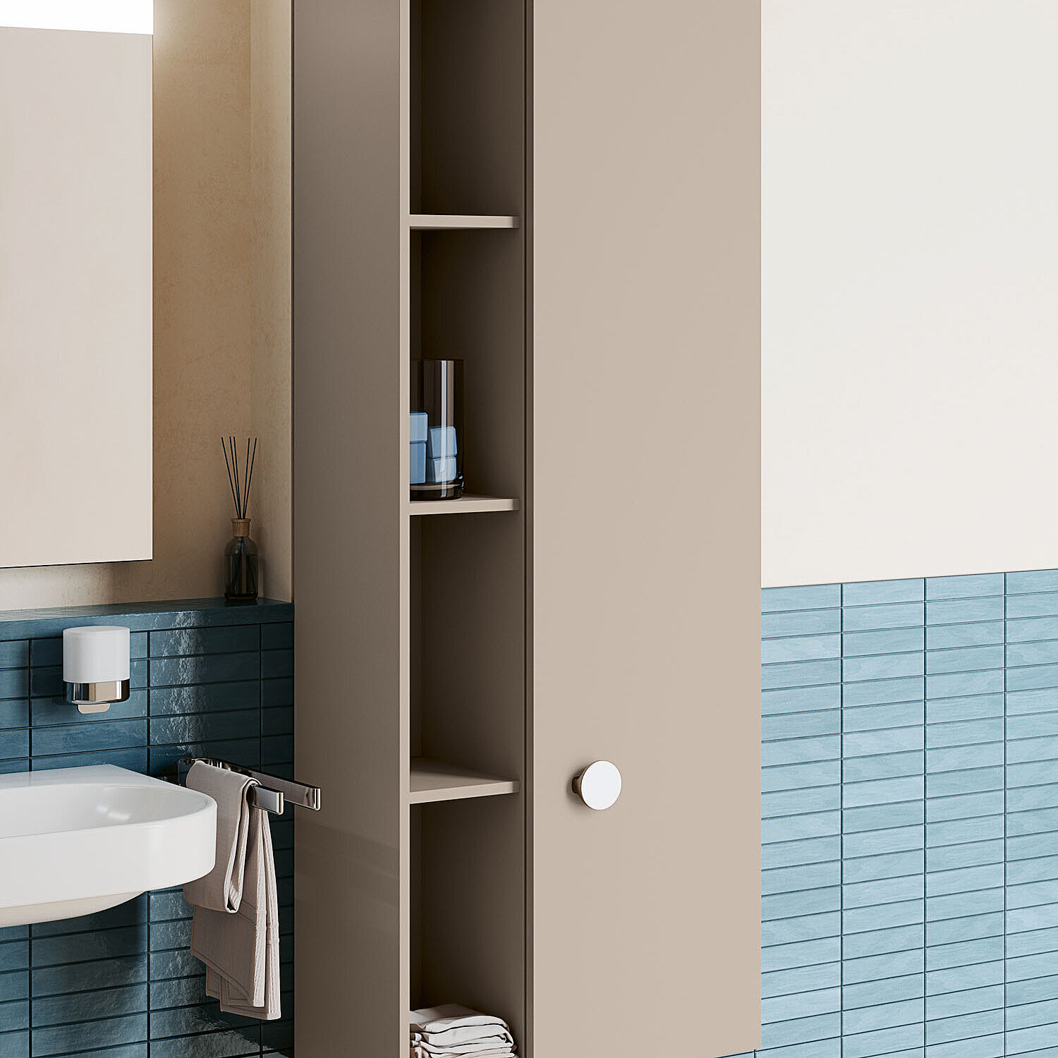 FOR Badmöbel Hochschrank Stauraum im FOR Tavona Bad