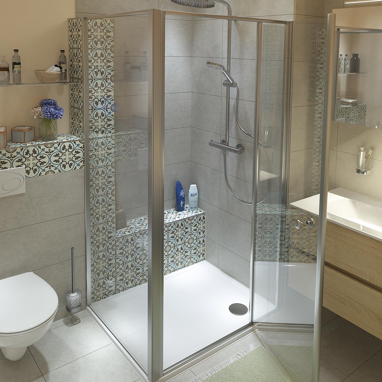 Kleines Bad, Detailansicht Dusche