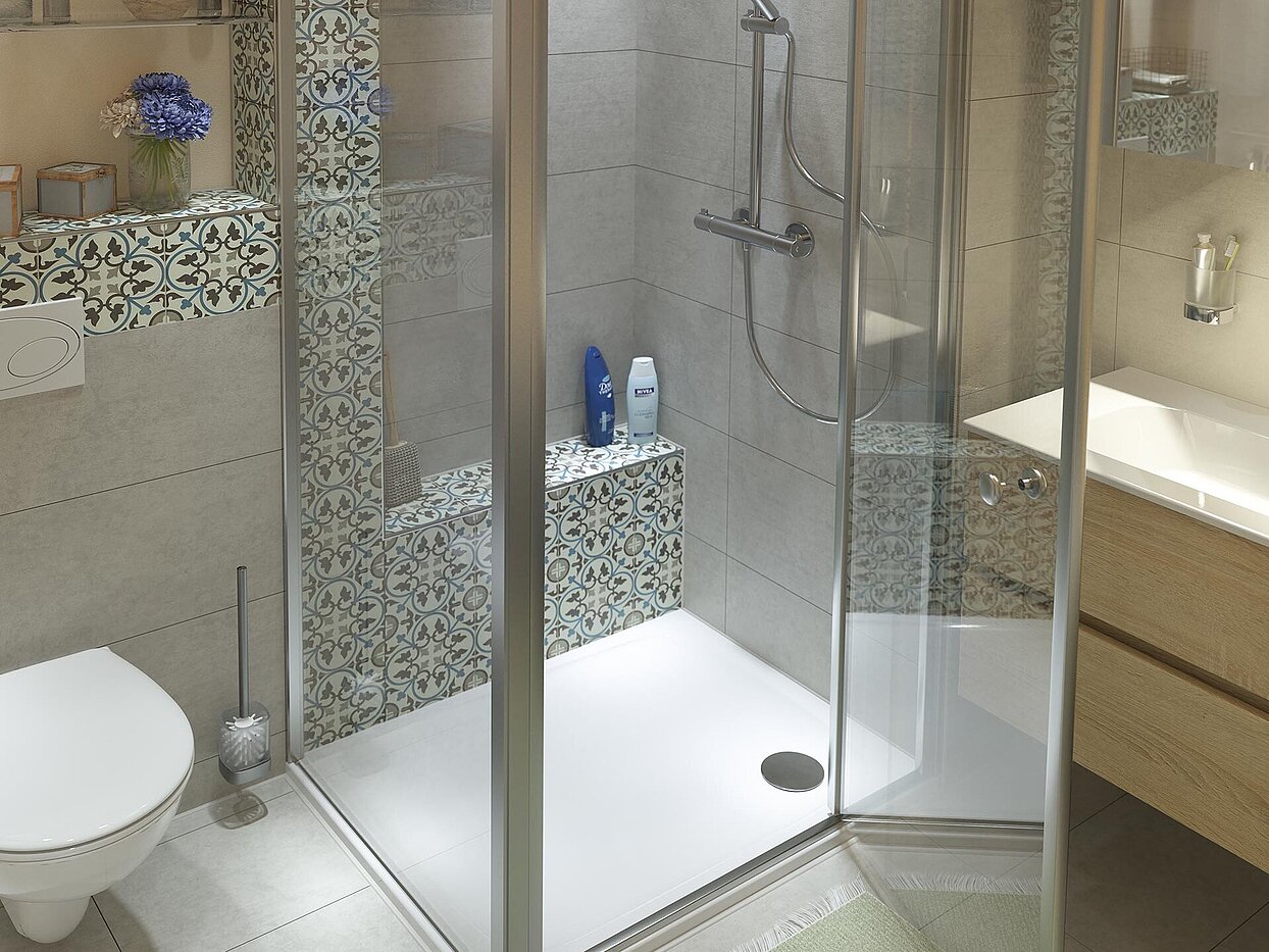 Kleines Bad, Detailansicht Dusche