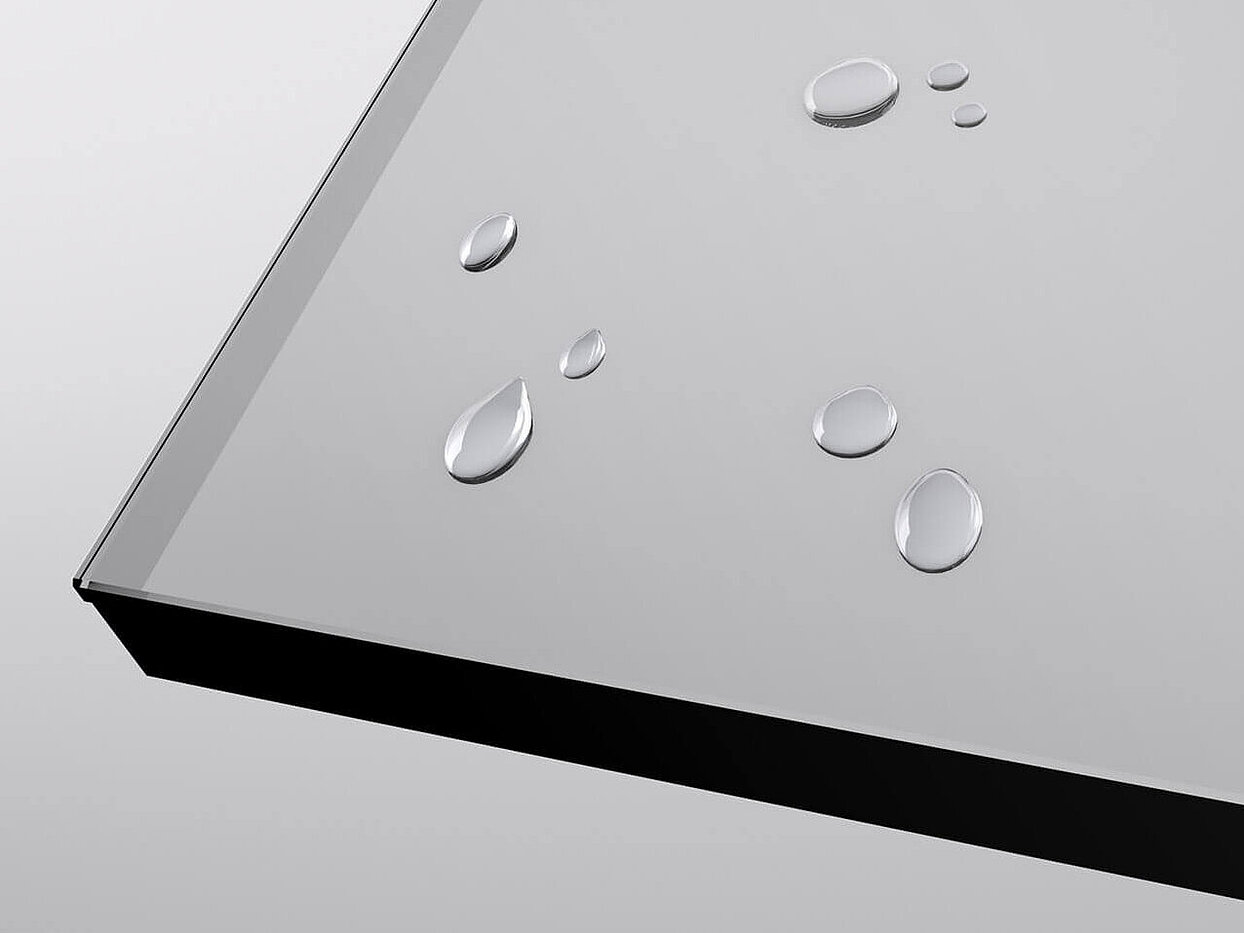 FOR SelfPure Glasbeschichtung Glasscheibe mit abperlendem Wasser