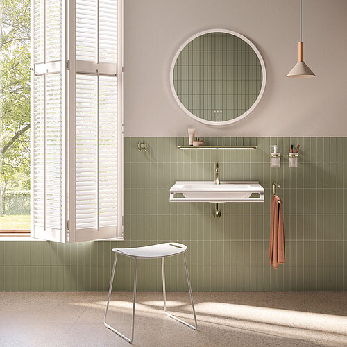 HEWI Bad mit Armaturen und Accessoires mit PVD Oberflächen