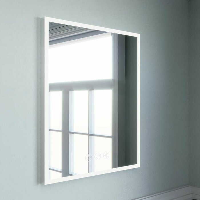 Optiline 500C Spiegel mit verstellbarer LED- Beleuchtung, eckig, Alu matt