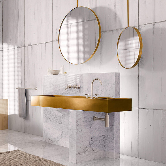 Badezimmer mit Dornbracht Armaturen Vaia Platinum matt