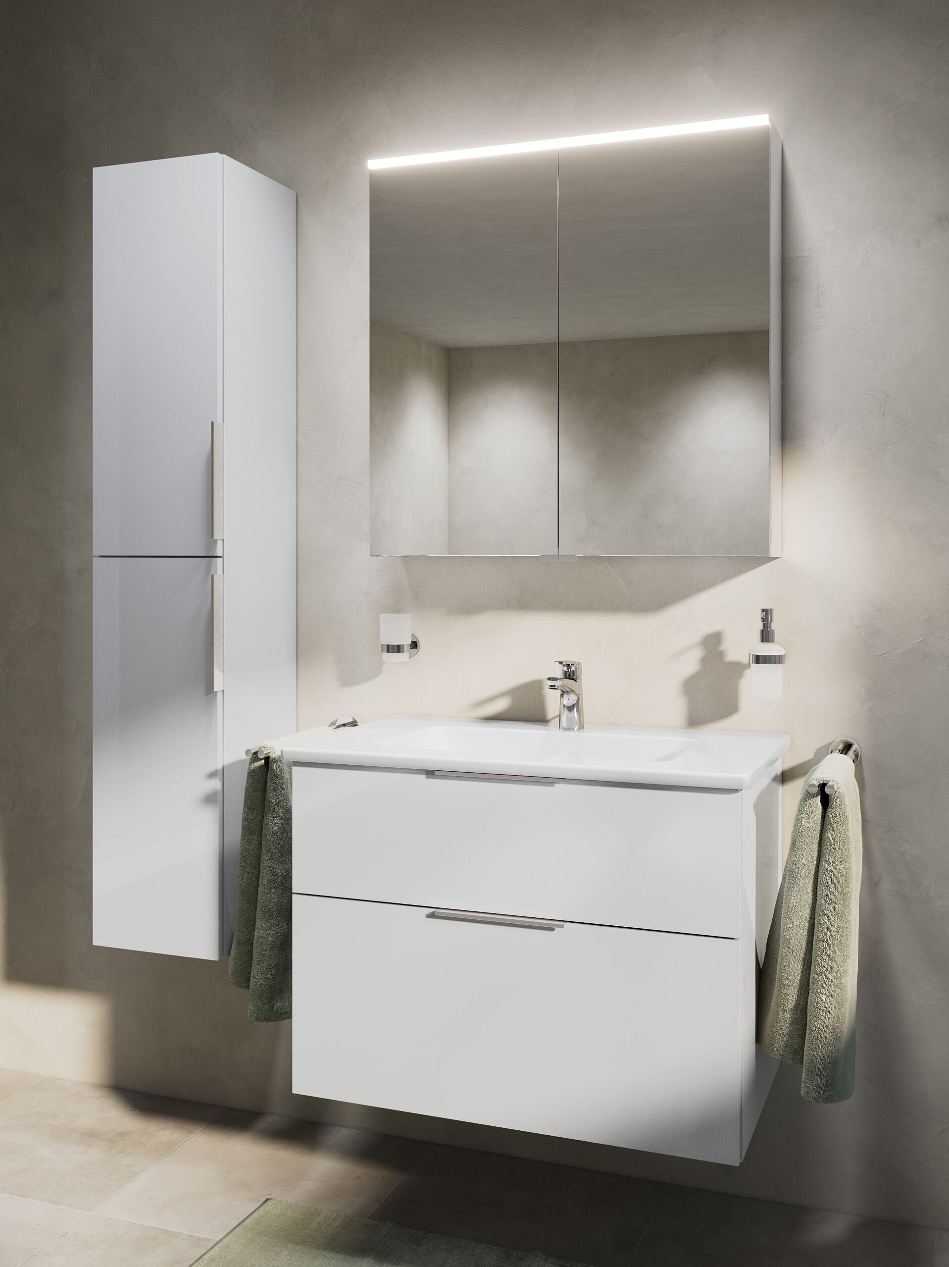 Perfetto Waschtisch-Set weiß 800 cm breit