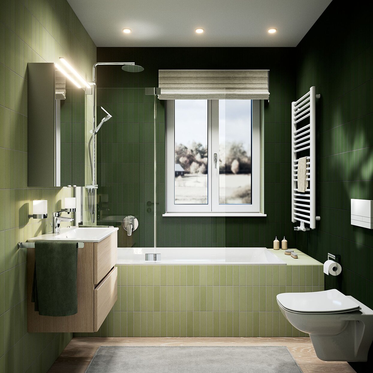 Kleines Bad mit Badewanne, 4 qm, 200x200, Europa