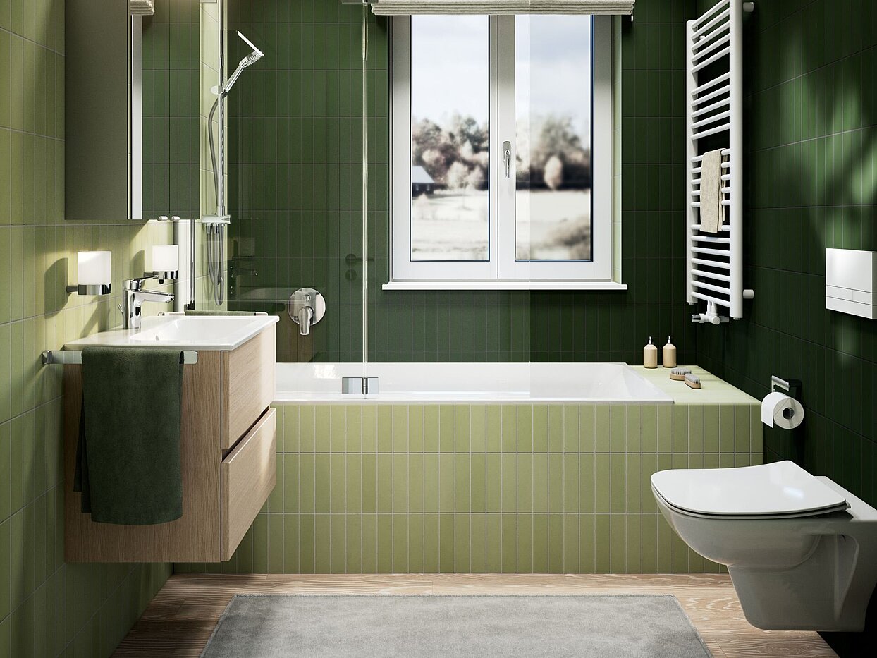 Kleines Bad mit Badewanne, 4 qm, 200x200, Europa