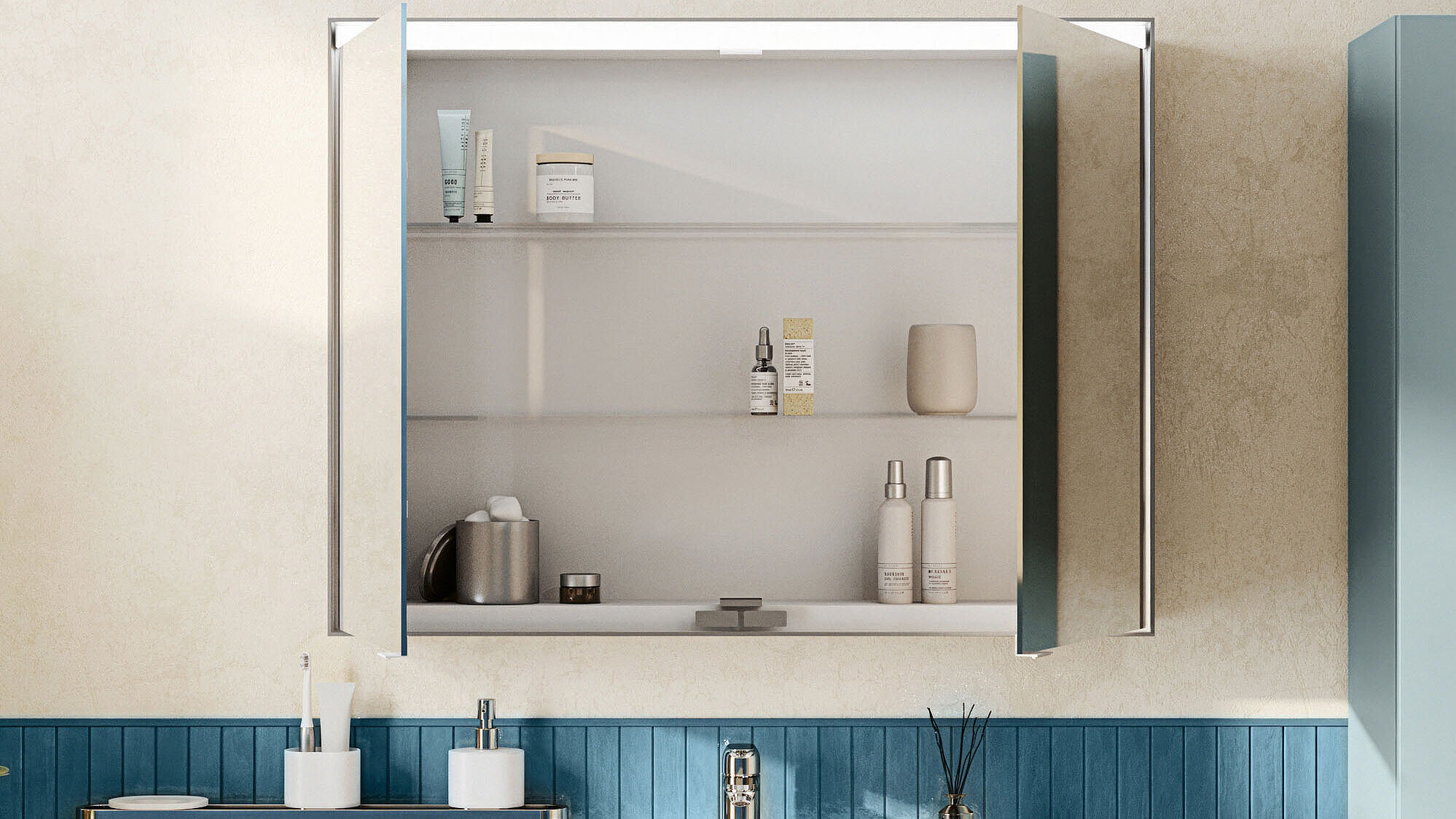 FOR Bathment Spiegelschrank offen im FOR Tavona Bad