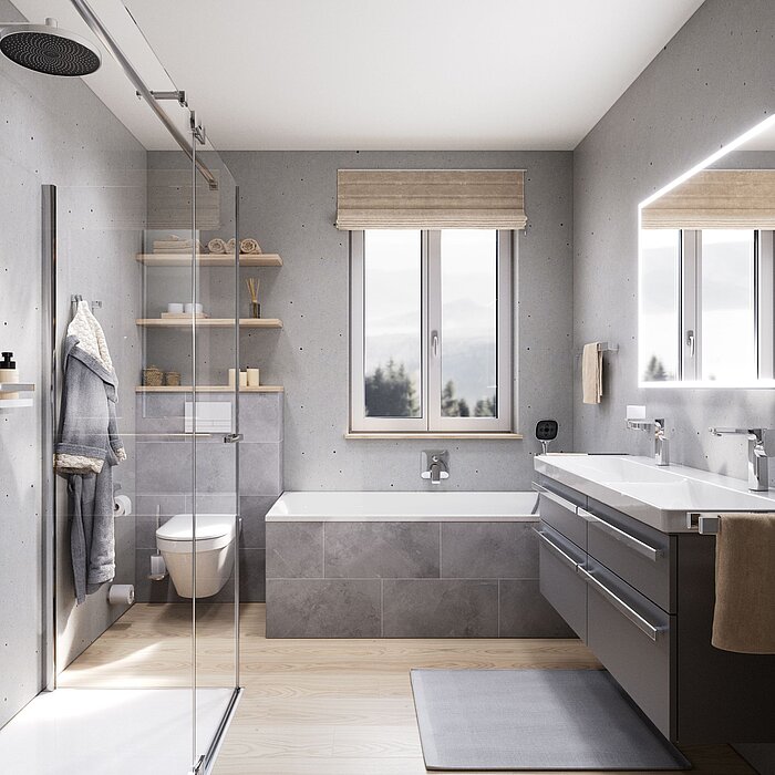 Kleines Bad mit Dusche und Badewanne, 6 qm, 250x250, FOR MyStlye