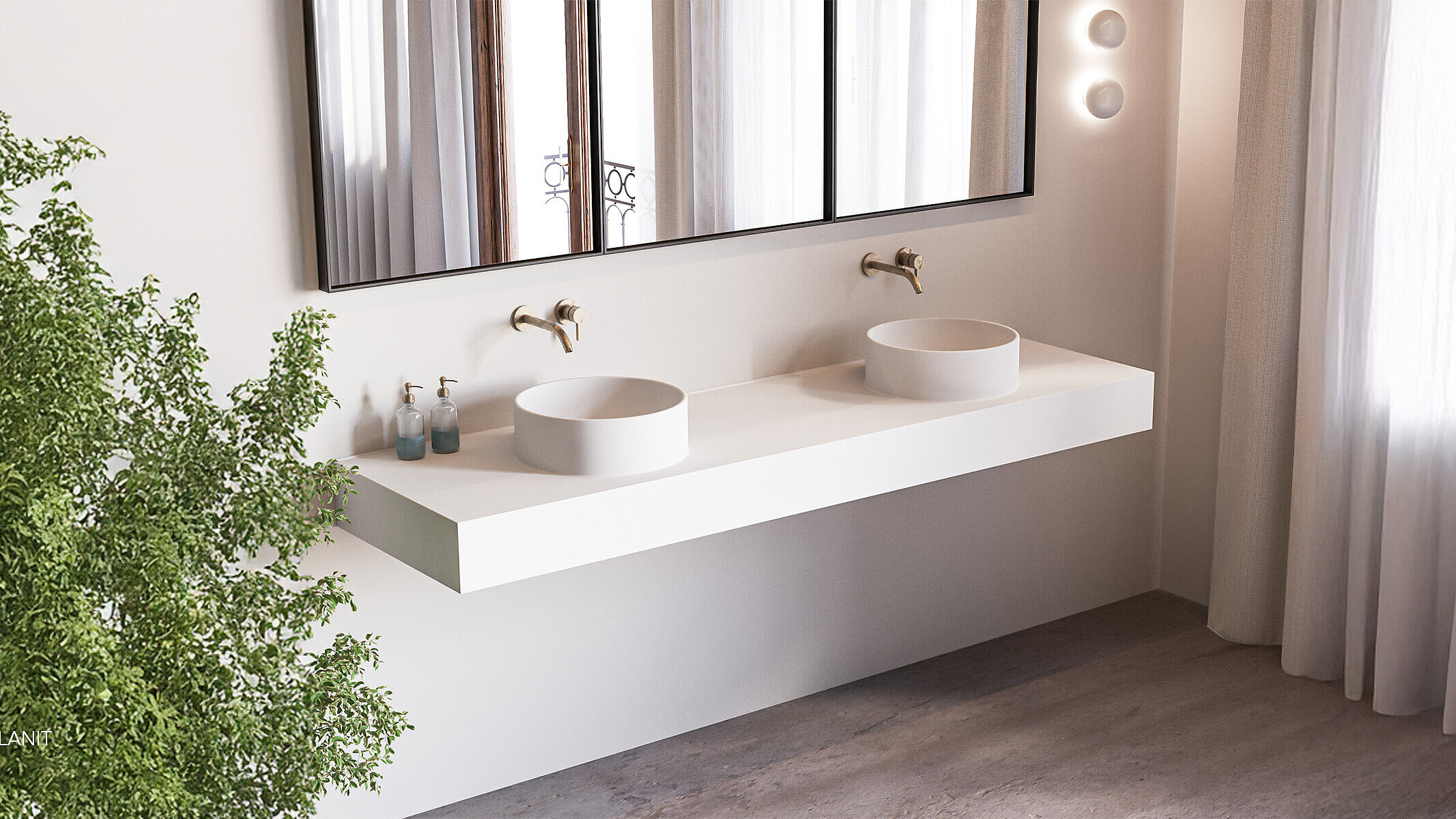 Planit Solid-Surface-Waschtisch Vanessa mit 2 Becken