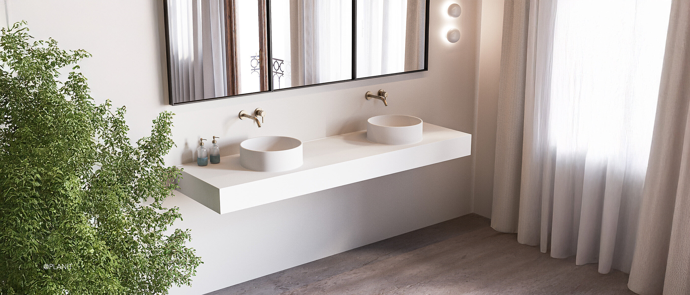 Planit Solid-Surface-Waschtisch Vanessa mit 2 Becken