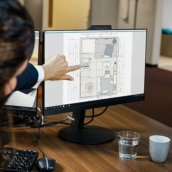 Badplan auf dem Monitor