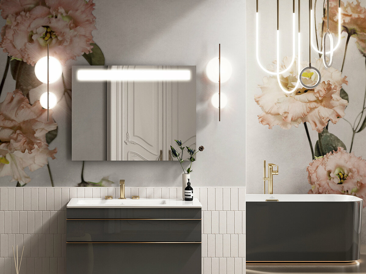 Villeroy & Boch Bad mit floralem Wanddekor