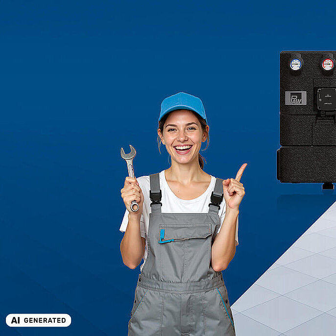 Newsbanner Die neue PAW HeatBloC® ECom Heizkreisserie, AI generated