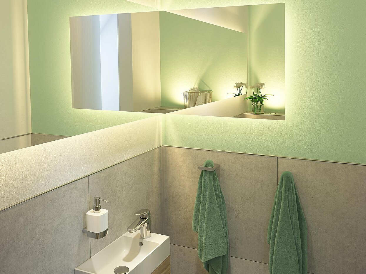 Gästebad, Detailansicht Spiegel