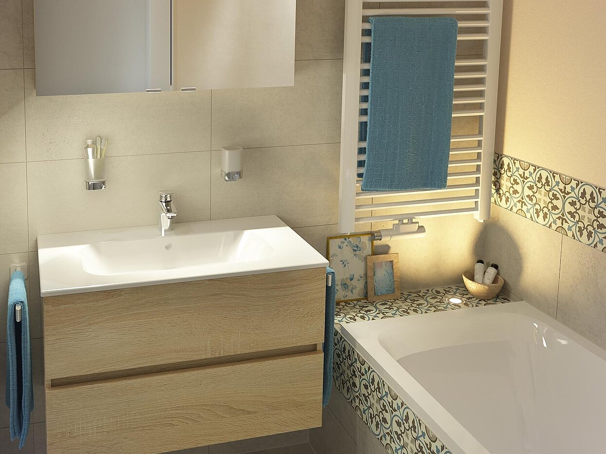 Kleines Bad, Detailansicht Waschtisch