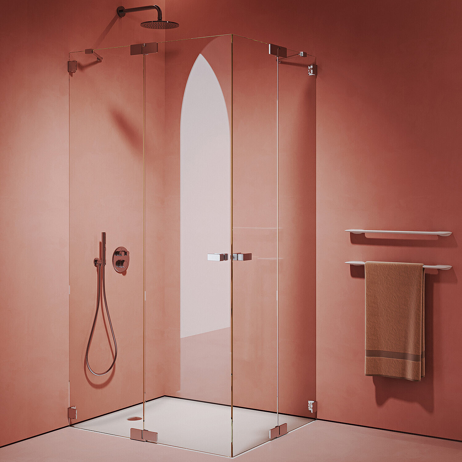 minimalistische Dusche mit Glaswand Odivis FOR Badwelt